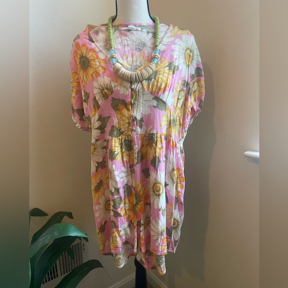 O'Neill Georgina Floral Print Romper Orange Pink Women's Large